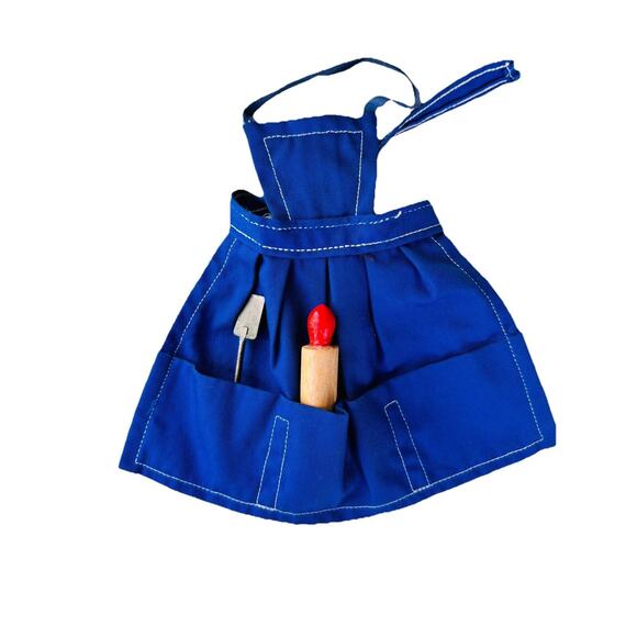 Vintage Barbie Blue Apron and Utensils Mattel 1960's - Picture 1 of 4
